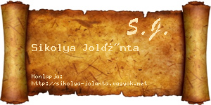 Sikolya Jolánta névjegykártya